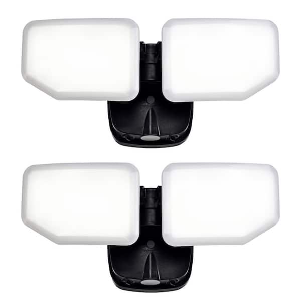 38-Watt 3000 Lumen Black Dusk to Dawn Control 2-Head Outdoor LED Security Flood Light (2-Pack)