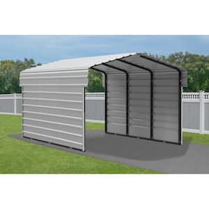 10 ft. W x 15 ft. D x 7 ft. H Eggshell Galvanized Steel Carport with 2-sided Enclosure