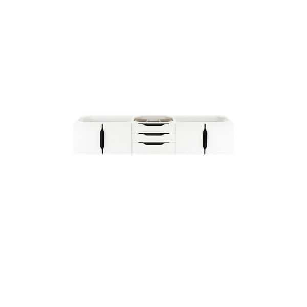 James Martin Vanities Columbia 72.5 in. W x 18.8 in. D x 14.5 in. H Double Bath Vanity Cabinet without Top in Glossy White