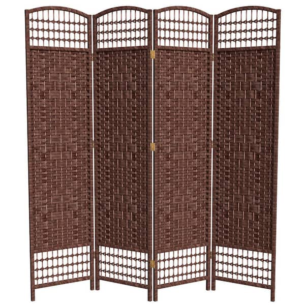 Oriental Furniture 5.5 ft. Dark Red 4-Panel Room Divider
