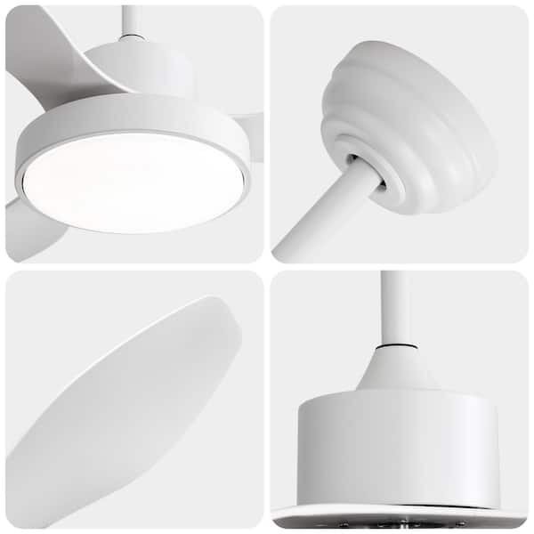 47 in. Modern Indoor White 6-Speed White Blades 3-Size Downrod Mount Ceiling Fan with 3-Color Dimmable LED Light