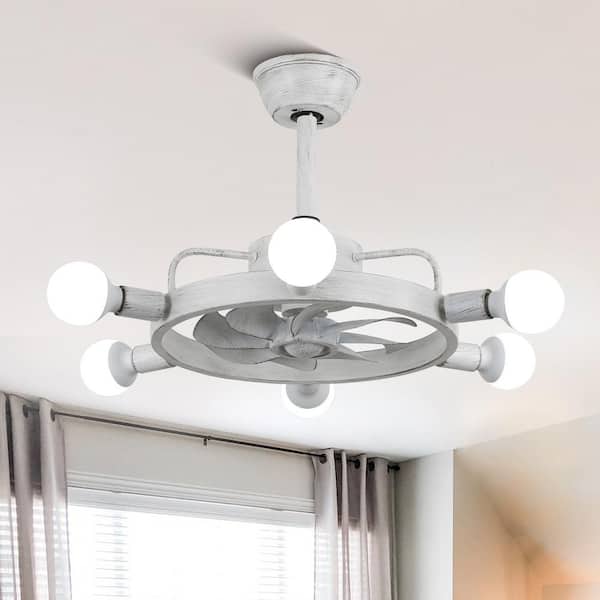 Bella Depot 21 in. Indoor White Ship Wheel Design Ceiling Fan with Lights and Remote, 6-Speed