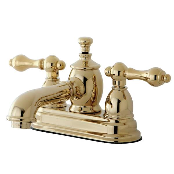 Kingston Brass English Country 4 in. Centerset 2-Handle Bathroom Faucet in Polished Brass