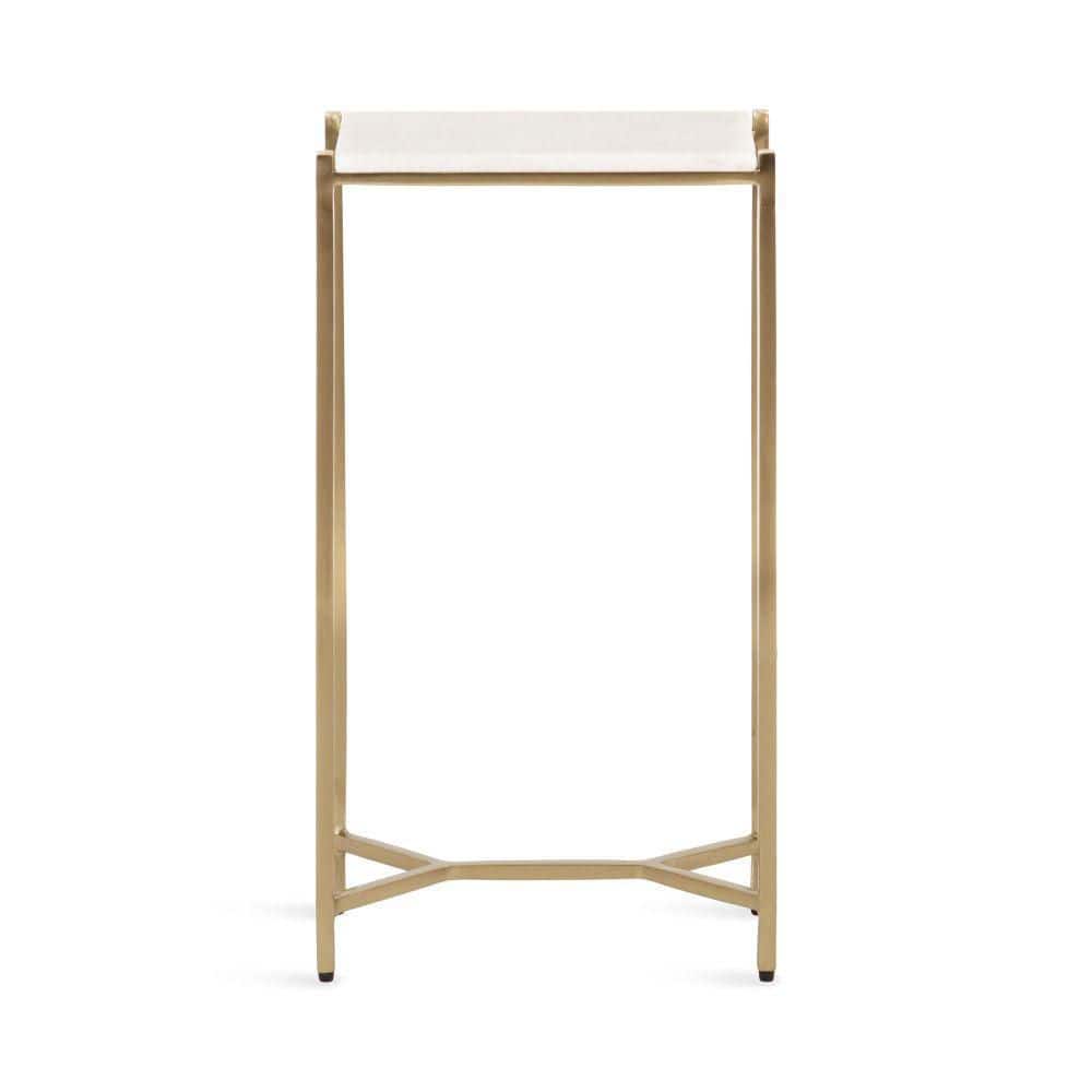 Aguilar 12 in. White/Gold Rectangle Marble End Table - thumbnail 8