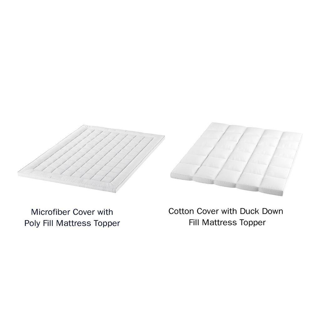 Plush White Cotton Down Feather Twin Mattress Topper