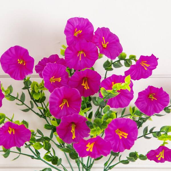 Nearly Natural 14 in. Fuchsia UV Resistant Artificial Morning
