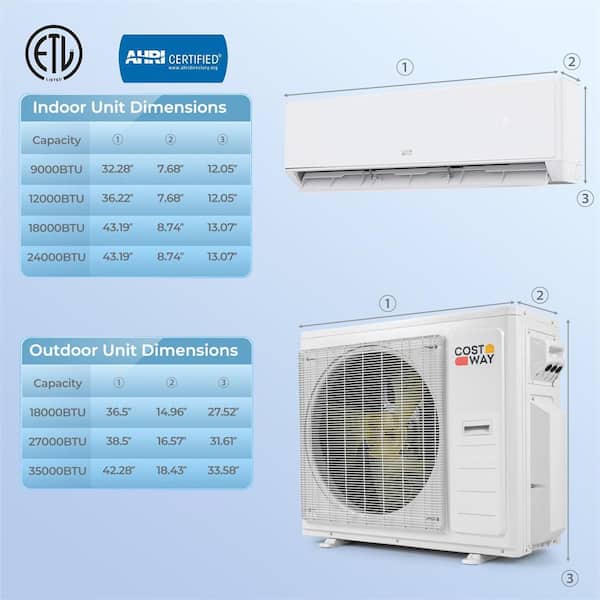 X-Pro 35000 BTU 2-Zone 18K + 24K 2750 sq. ft. 3.5 Ton Mini Split Air Conditioner Heat Pump, Line Set Included
