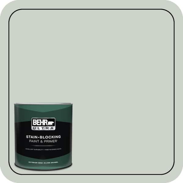 BEHR ULTRA 1 qt. #MQ3-48 Shy Green Semi-Gloss Enamel Exterior Paint & Primer