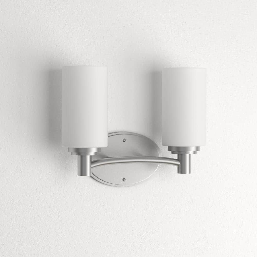 Elegant Brushed Nickel 2-Light Vanity Wall Sconce with Frosted Glass