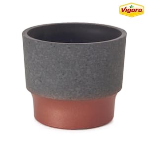 3 in. Nix Faux Concrete Small Gray Plastic Pot (3 in. D x 2.5 in. H) with Drainage Hole