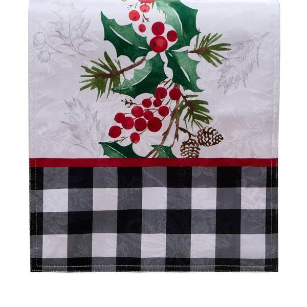 Threadmade Home Holly Charm Holiday Fabric Table Runner, Multicolor - 14"W x 70"L