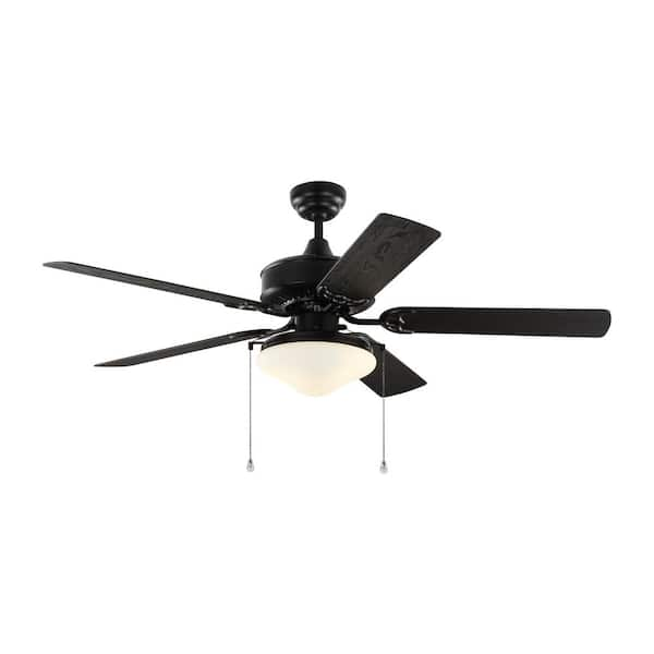 Generation Lighting Haven 52 in. Indoor/Outdoor Matte Black LED Ceiling Fan with Light Kit