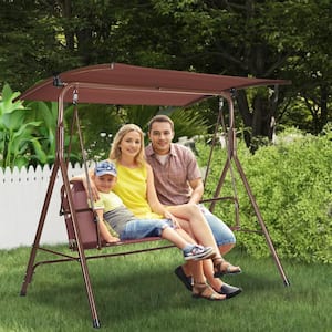 3-Person Patio Swing Chair: Outdoor Comfort, with Adjustable Canopy, Armrests. Made of Alloy Steel