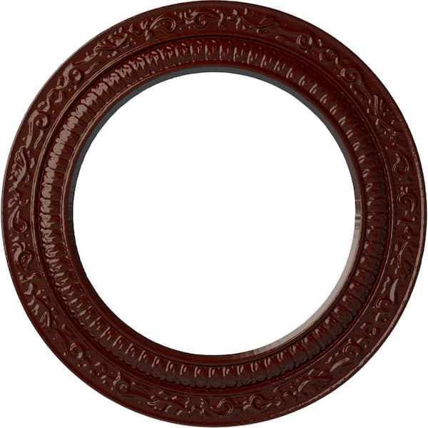Ekena Millwork 12" x 8" ID x 1/2" Andrea Urethane Ceiling Medallion (Fits Canopies upto 8"), Brushed Mahogany