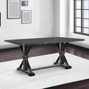 Modern Style 72 in. Black Wooden Trestle Base Dining Table (Seats 6)