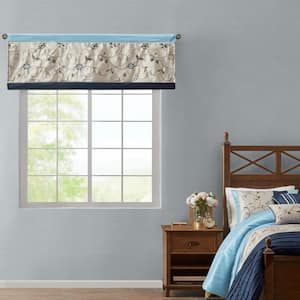 Belle 18 in. L x 50 in. W. in Navy Polyester Light Filtering Valance