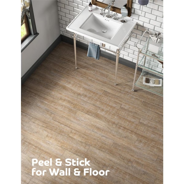 Weekend Warrior Roughcut Lumber Siena 3 MIL x 4-in W x 36-in L Peel & Stick Water Resistant Lux Vinyl Flg (20 sf/case)