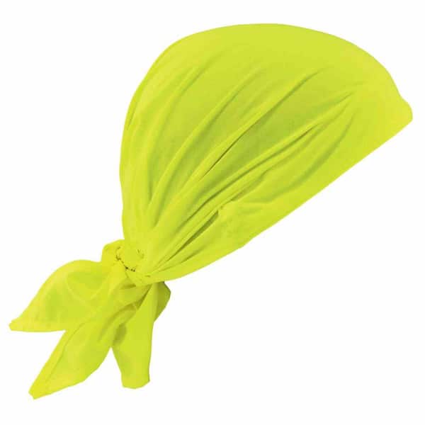 Ergodyne Chill-Its 6710 Lime Evaporative Cooling Bandana Triangle Hat - Polymers, Tie Closure