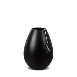 Drop Wide Medium Ceramic Vase In Black Matte 8.6 in. Height