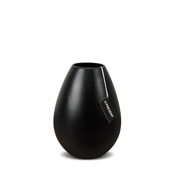 Unbranded Drop Wide Medium Ceramic Vase In Black Matte 8.6 in. Height