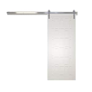 30 in. x 84 in. Whatever Daddy-O Bright White Wood Sliding Barn Door with Hardware Kit in Stainless Steel