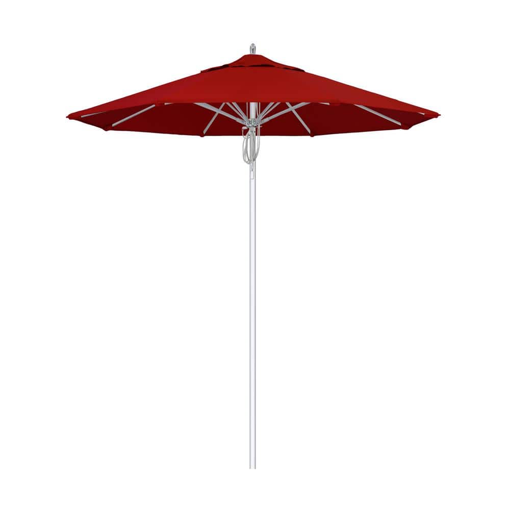 7.5 ft. Silver Aluminum Commercial Market Patio Umbrella Fiberglass Ribs and Pulley Lift in Red Sunbrella price history on PriceWatchPro