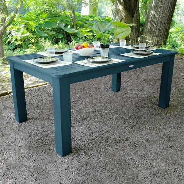 Highwood Nantucket Blue Rectangular Recycled Plastic Outdoor Dining Table