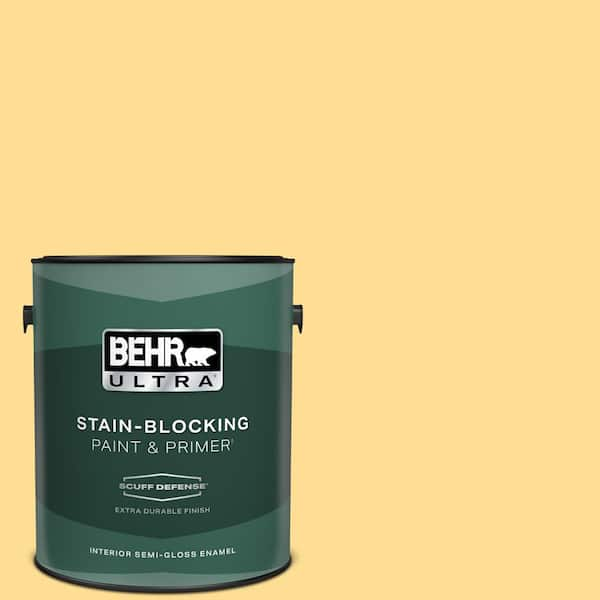 BEHR ULTRA 1 gal. #350B-5 Straw Hat Extra Durable Semi-Gloss Enamel Interior Paint & Primer