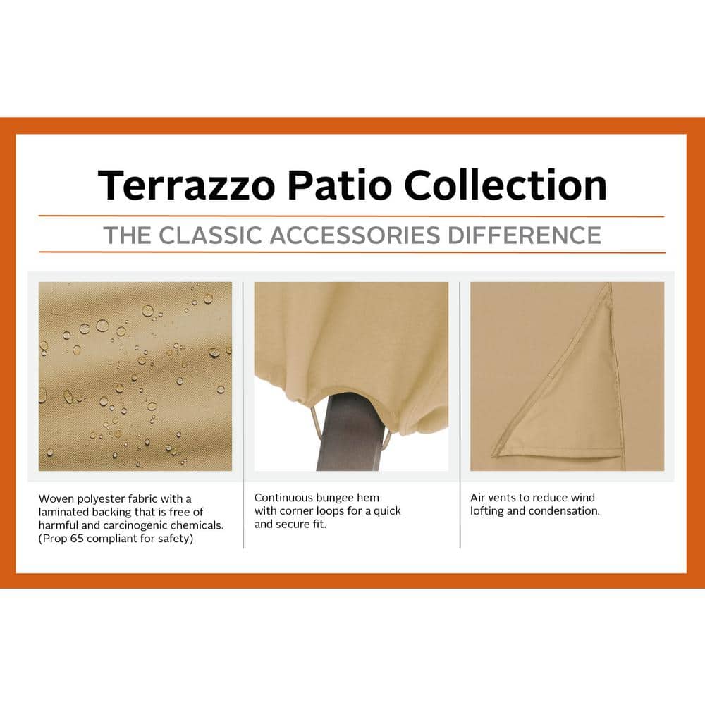 Beige Water-Resistant High Back Patio Chair Cover
