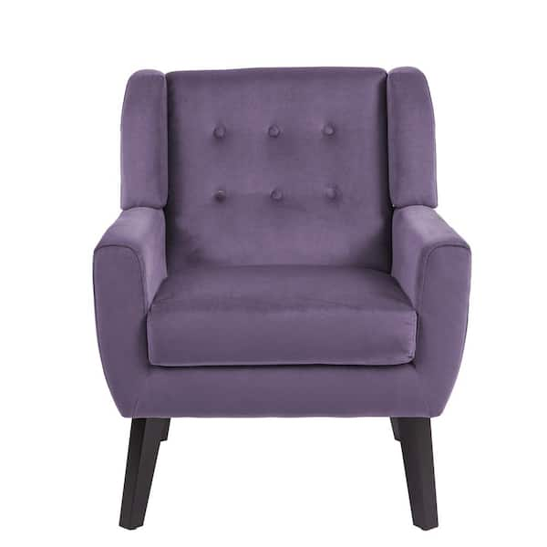 Uixe Purple Velvet Upholstery Arm Chair (Set of 1)