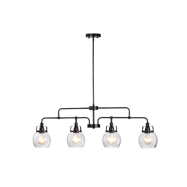 Warehouse of Tiffany Julij 39 in. 4-Light Indoor Black Finish Island Light Chandelier