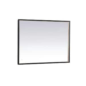 Timeless Home 27 in. W x 36 in. H Modern Rectangular Aluminum Framed LED Wall Bathroom Vanity Mirror in Black