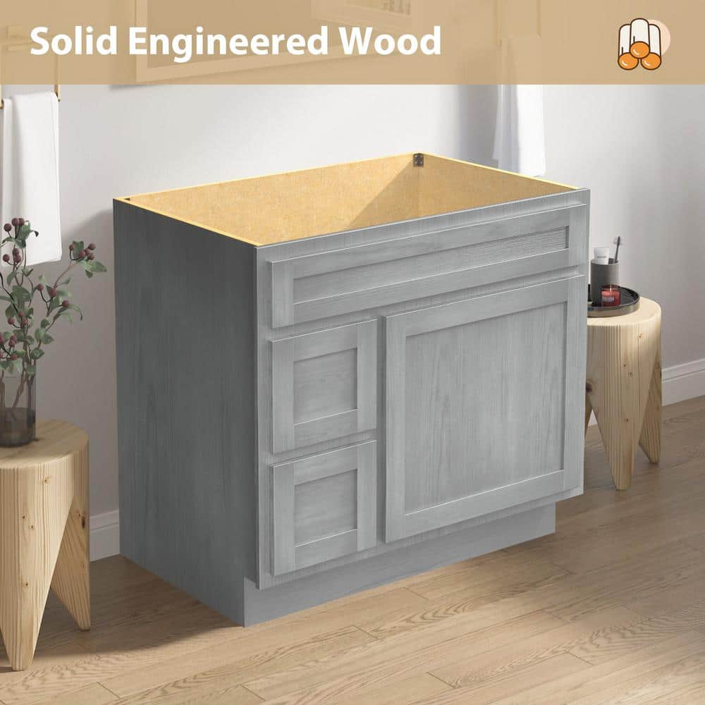 Hibbitts 36" Silver Single Shaker Bathroom Vanity Base