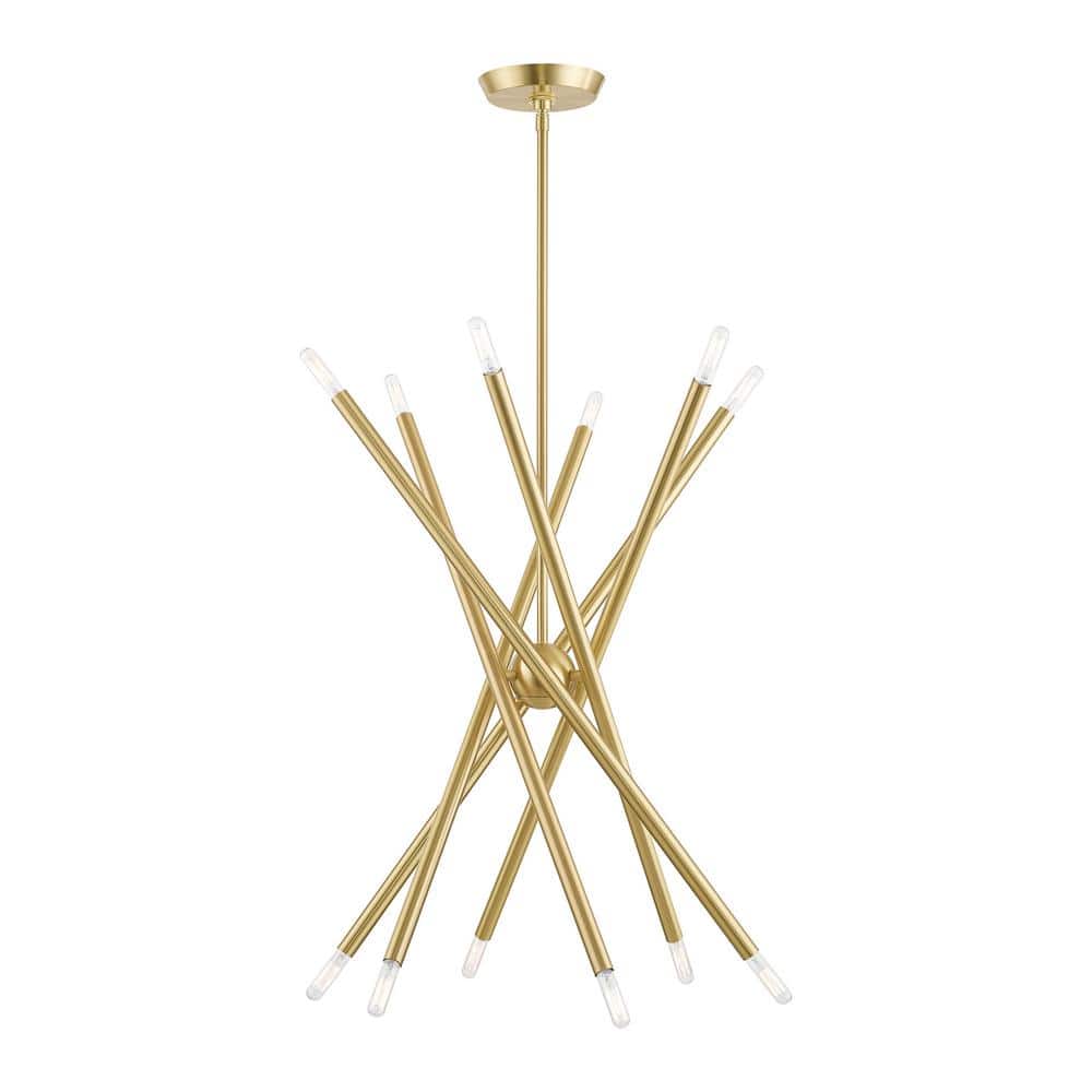 Satin Brass Sputnik 12-Light Chandelier with Adjustable Stems