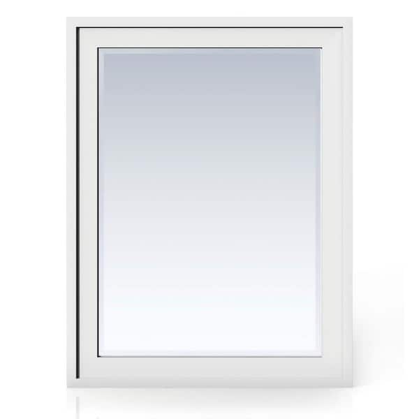 James Martin Vanities Addison 30 in. W x 39 in. H Rectangular Framed Wall Bathroom Vanity Mirror in Glossy White