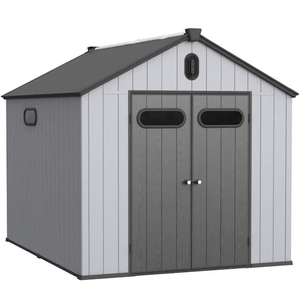 Unbranded 10 ft. x 8 ft. x 8 ft. Large Spire Roof Plastic Storage Shed Garage - Durable and Spacious Tool Storage