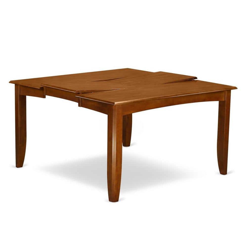 Saddle Brown Solid Wood Dining Set with Faux Leather Seats