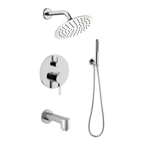 Salamonio 1-Spray Tub and Shower Faucet Combo with Round Showerhead and Handheld Shower Wand in Chrome