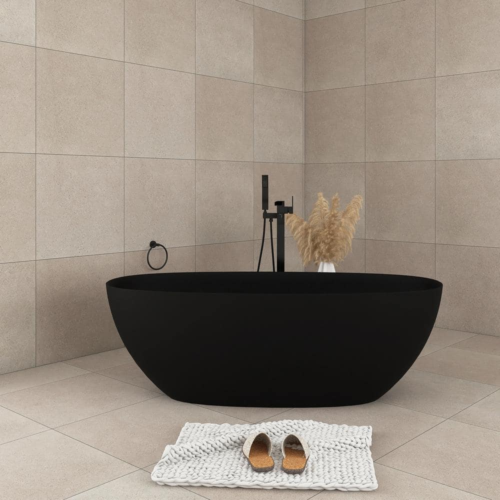 65 in. x 29.5 in. Soaking Bathtub with reversible Drain in Matte Black