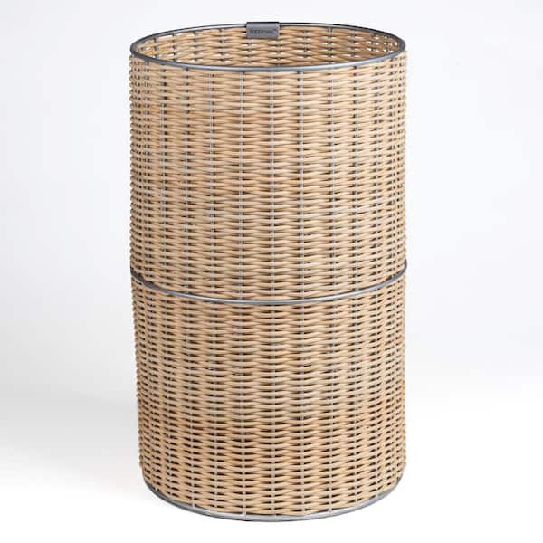 happimess Cecil Modern 4.13 Gal. Natural Wicker Cylinder Waste Basket, Natural/Silver