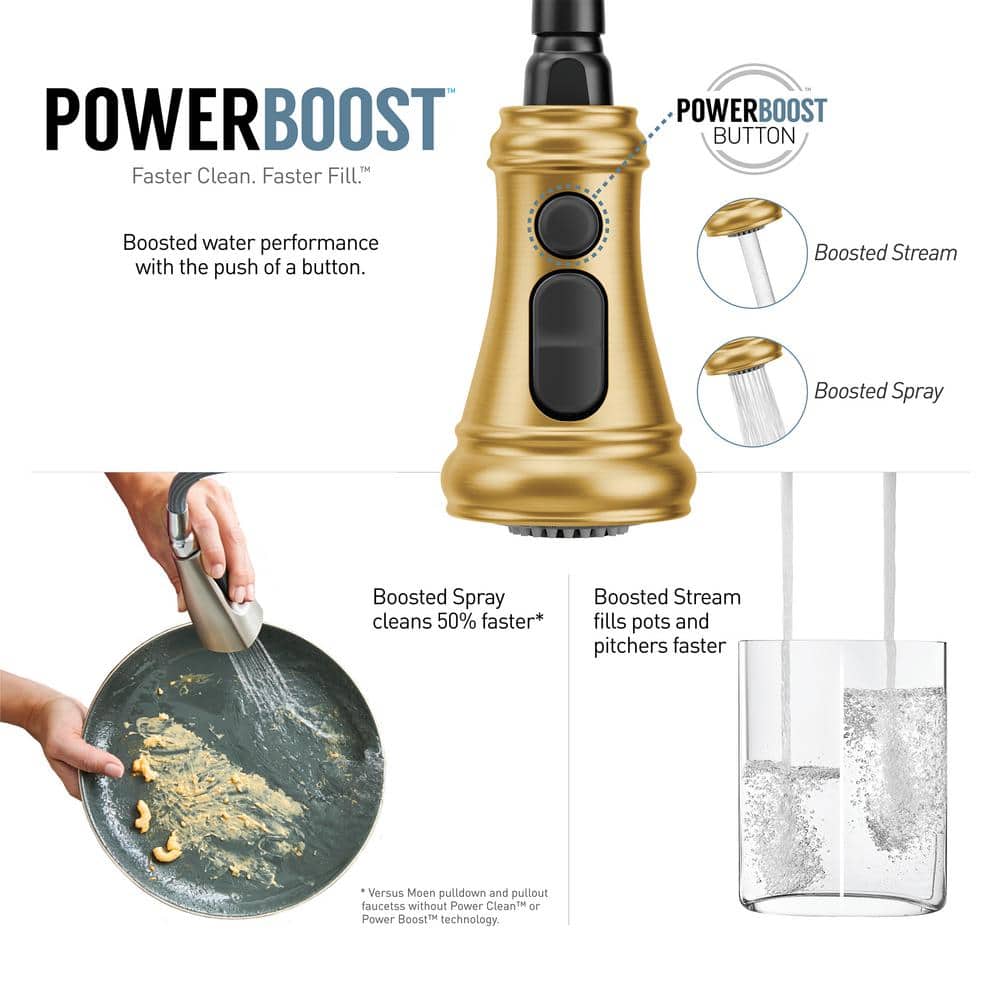 Brushed Gold Stainless Steel Pull-Down Kitchen Faucet