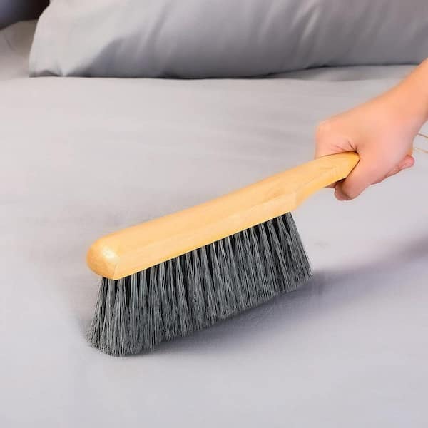 Yulier Hand Broom Cleaning Brush Soft Bristles Dusting Brush For Cleaning Car/Bed/Couch/Sofa/Furniture/Clothes, Plastic Long Handle Bed Brush