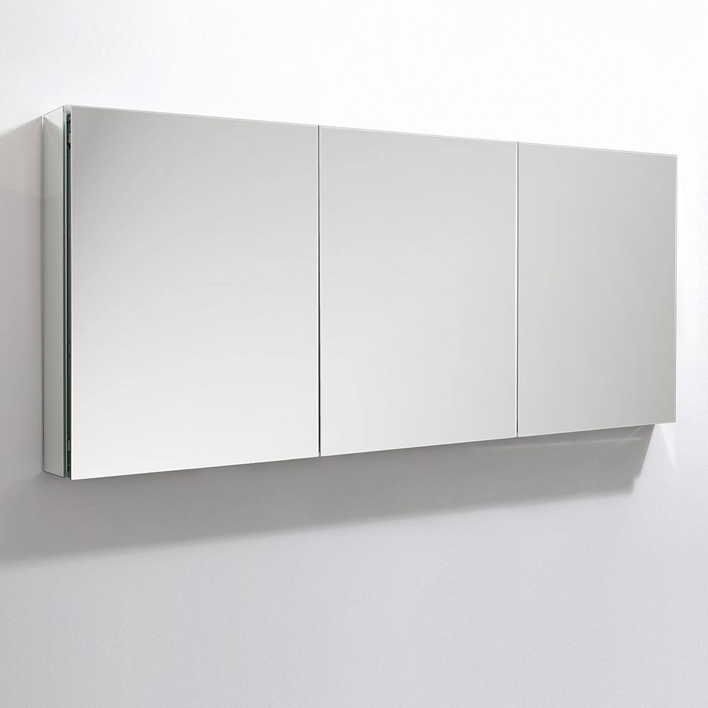 Modern 59" Wide Frameless Rectangular Bathroom Medicine Cabinet with Mirrored Finish