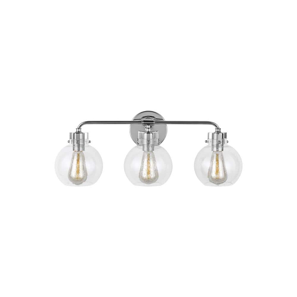 Clara Seeded Glass 3-Light Chrome Vanity Sconce