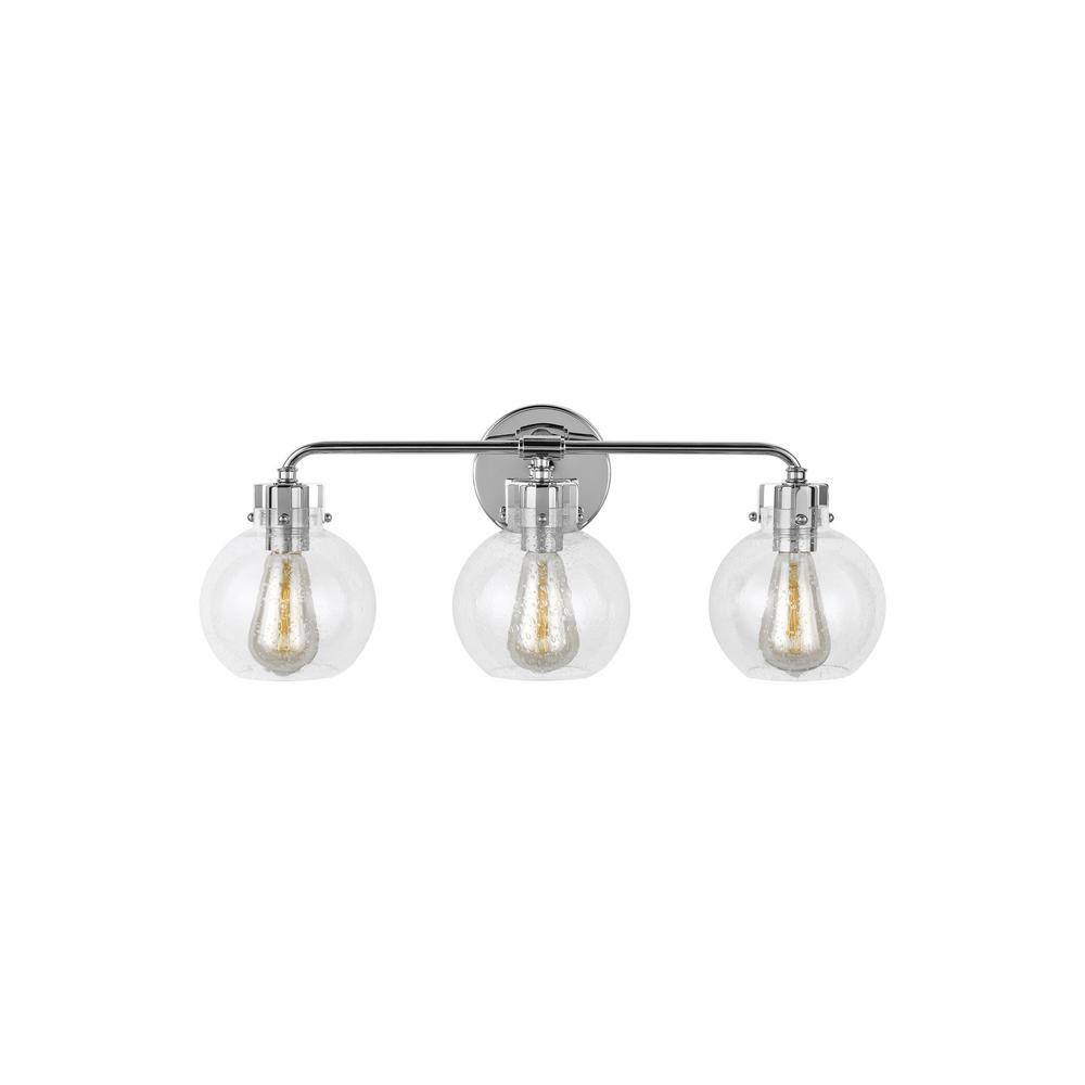 Clara Seeded Glass 3-Light Chrome Vanity Sconce