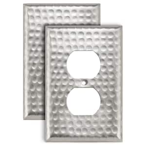 Hand Hammered nickel 1-Gang Duplex Outlet Wall Plate