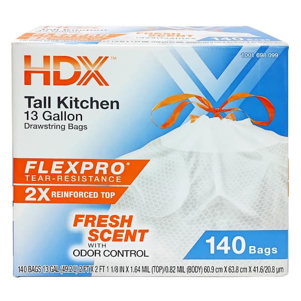 HDX FlexPro 13 Gallon Fresh Scent Kitchen Trash Bag (140-Count