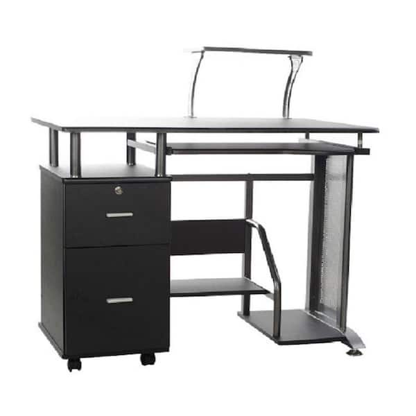 Rolanstar Computer Desk with Shelves and Drawer 39 inch for Home Office,Black