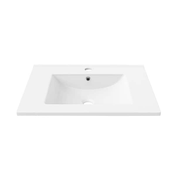 30 in. W x 18 in. D Ceramic Vanity Top in Glossy White