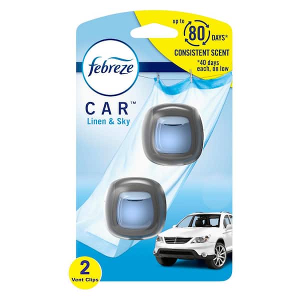 Febreze 0.06 oz. Linen and Sky Scent Car Vent Clip Air Freshener (2-Pack)